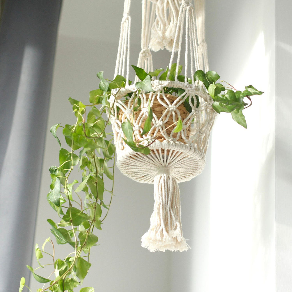Jardinière en macramé double