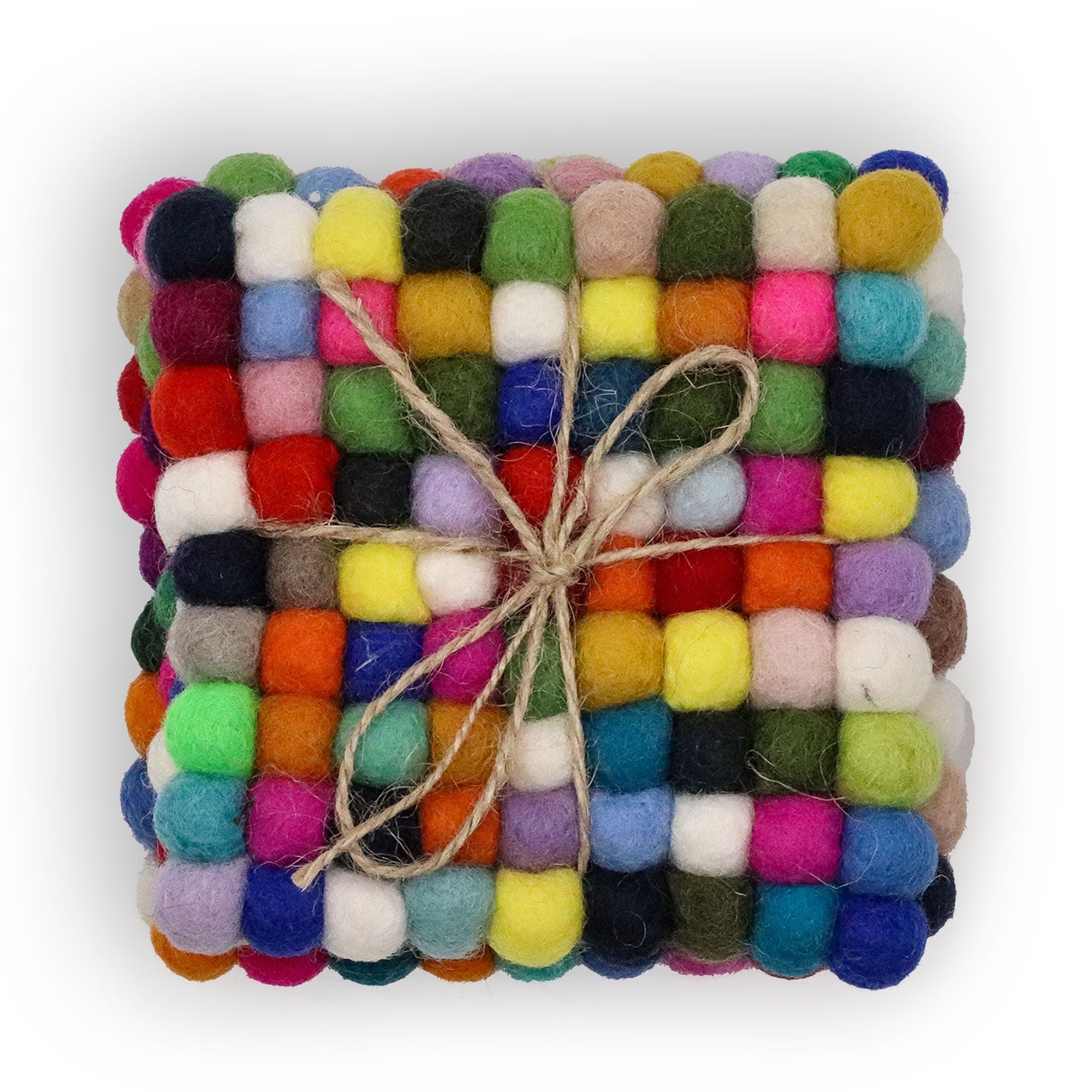 Dessous de verre carrés en feutre de 10 cm, multicolores (lot de 4)