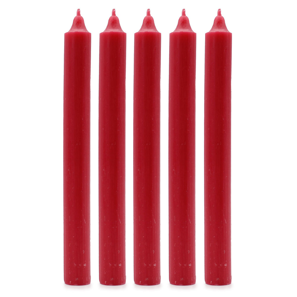 Bougies de table en vrac, couleur unie - Rouge rustique - Lot de 10