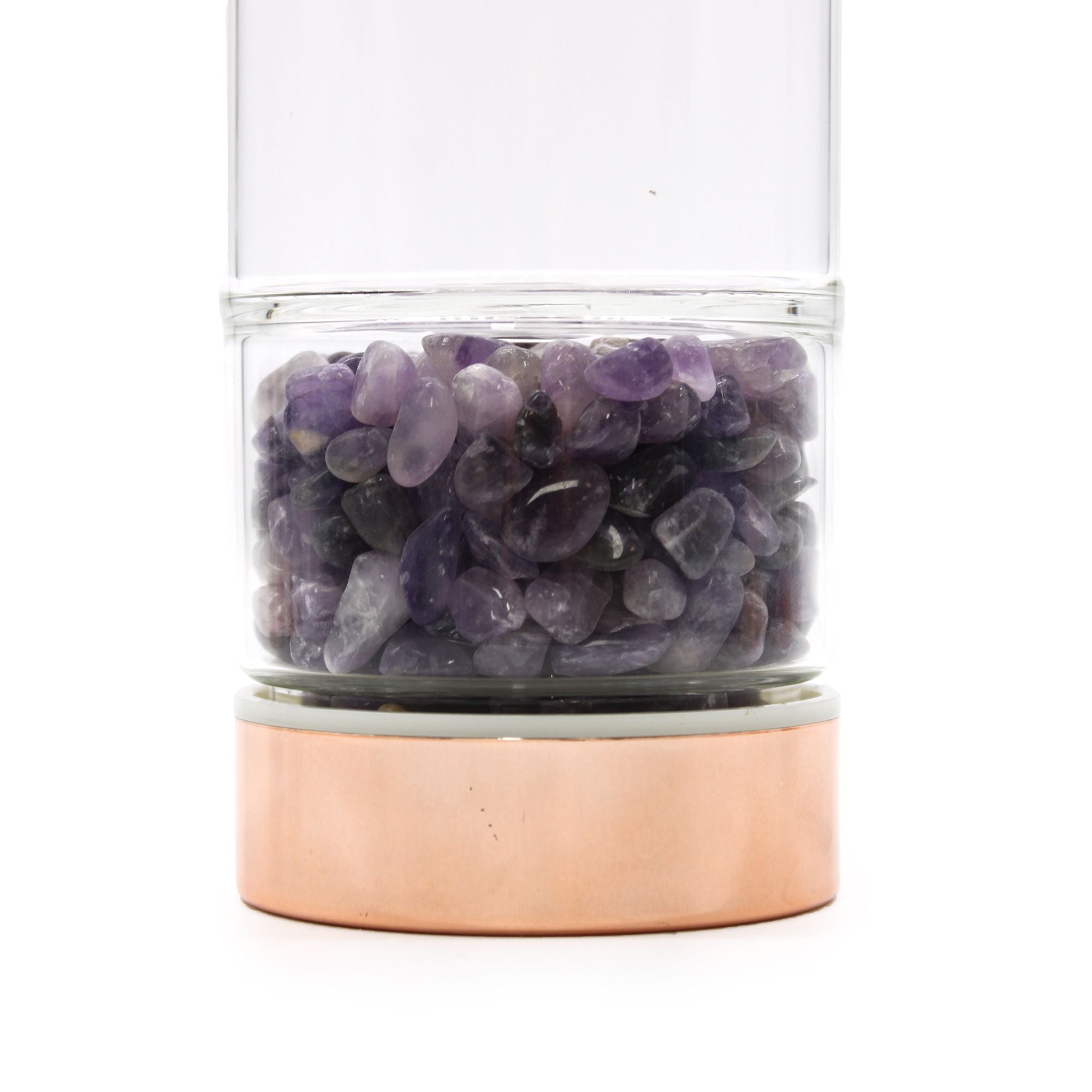 Bouteille de thé en verre - or rose - améthyste