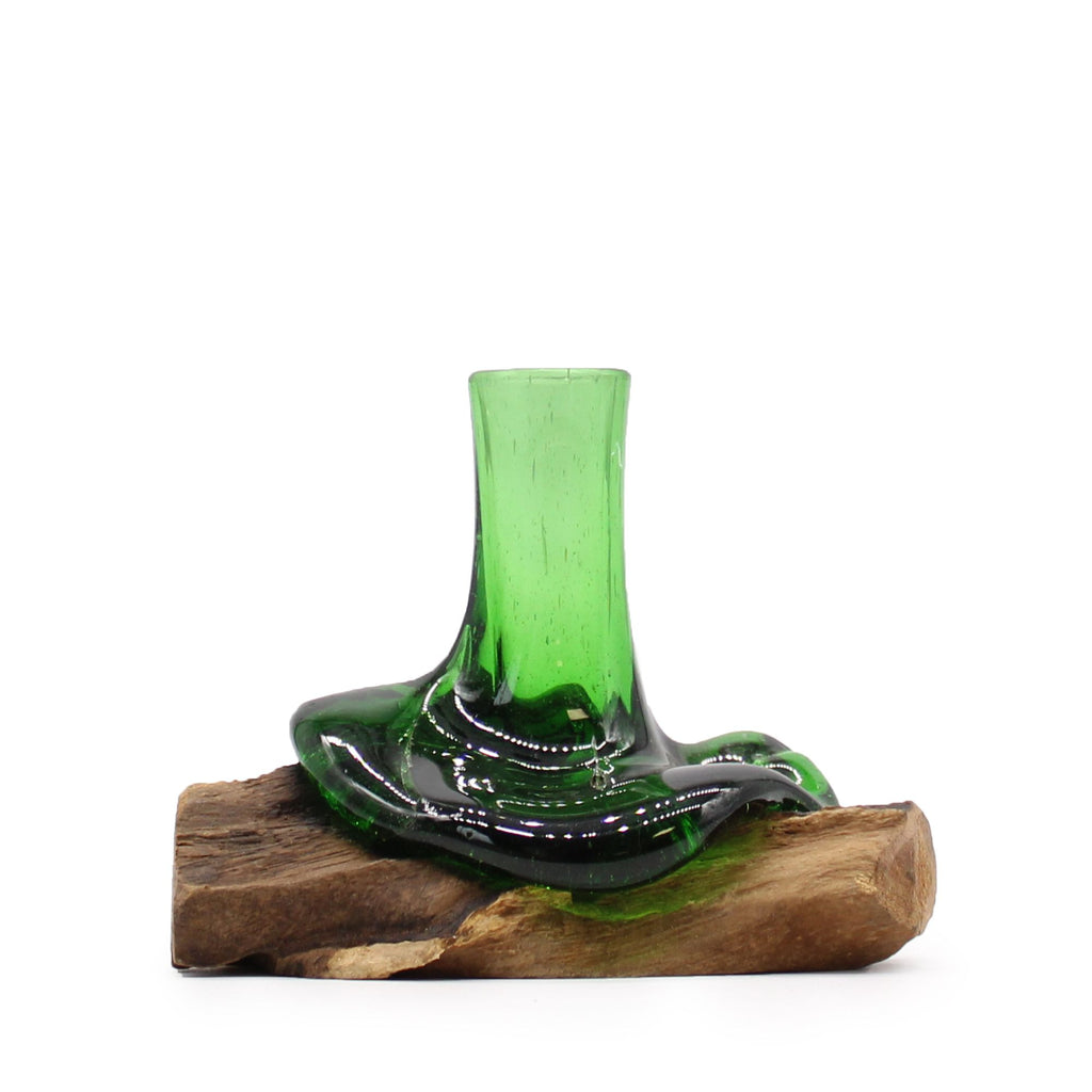 Bouteilles de bière recyclées - Mini vase à fleurs en bois