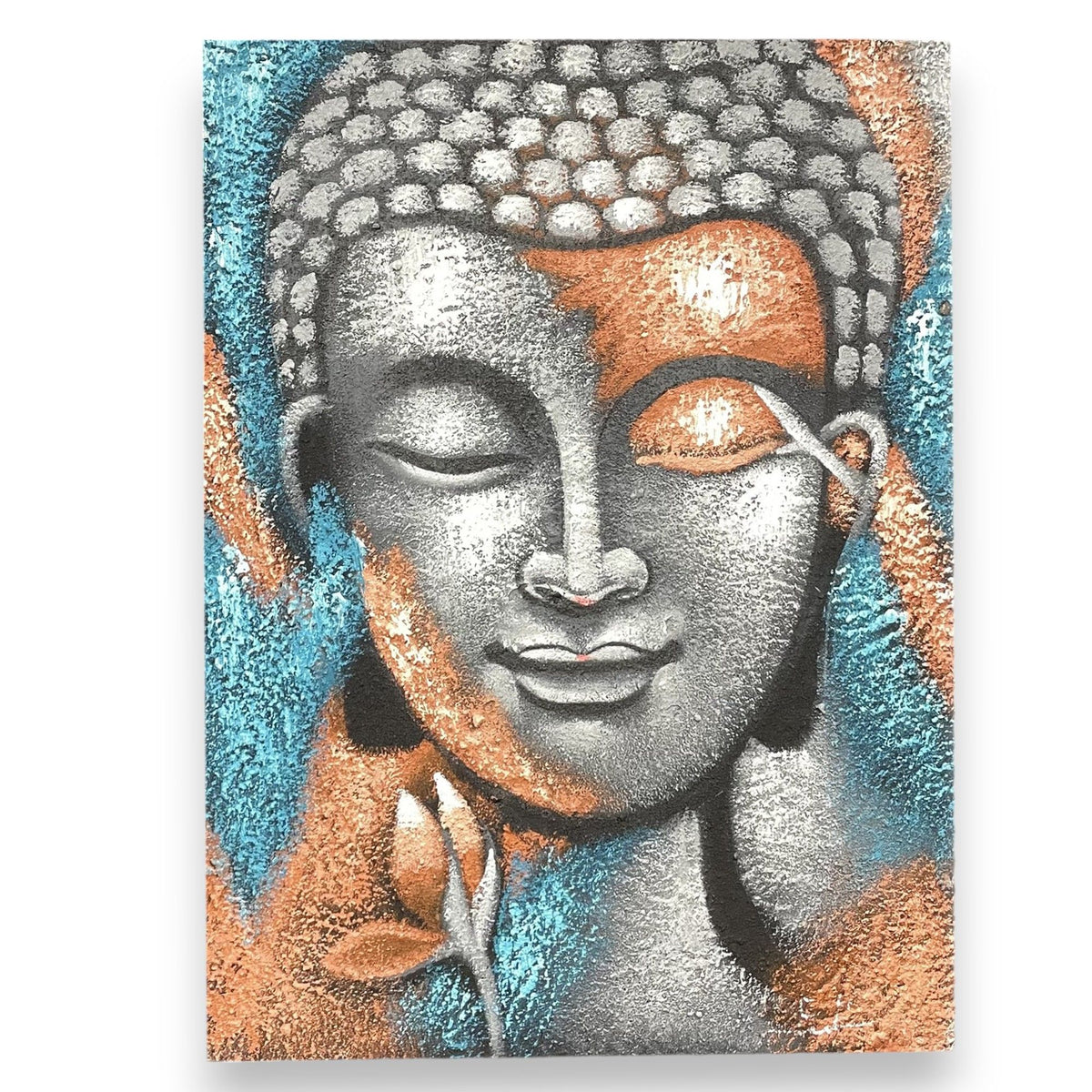 Tableau de Bouddha - Fleur en argent et or rose