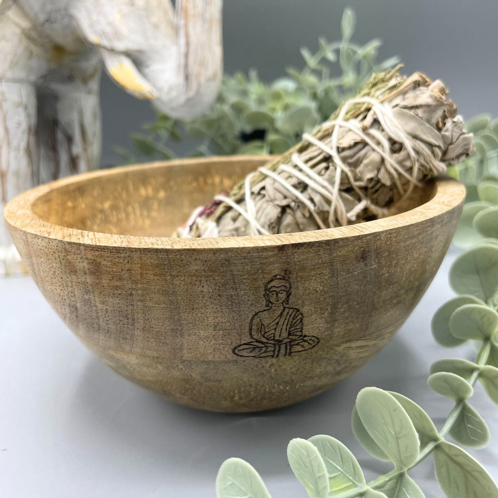 Bol en bois pour offrandes et rituels - Bouddha - 13 x 7 cm