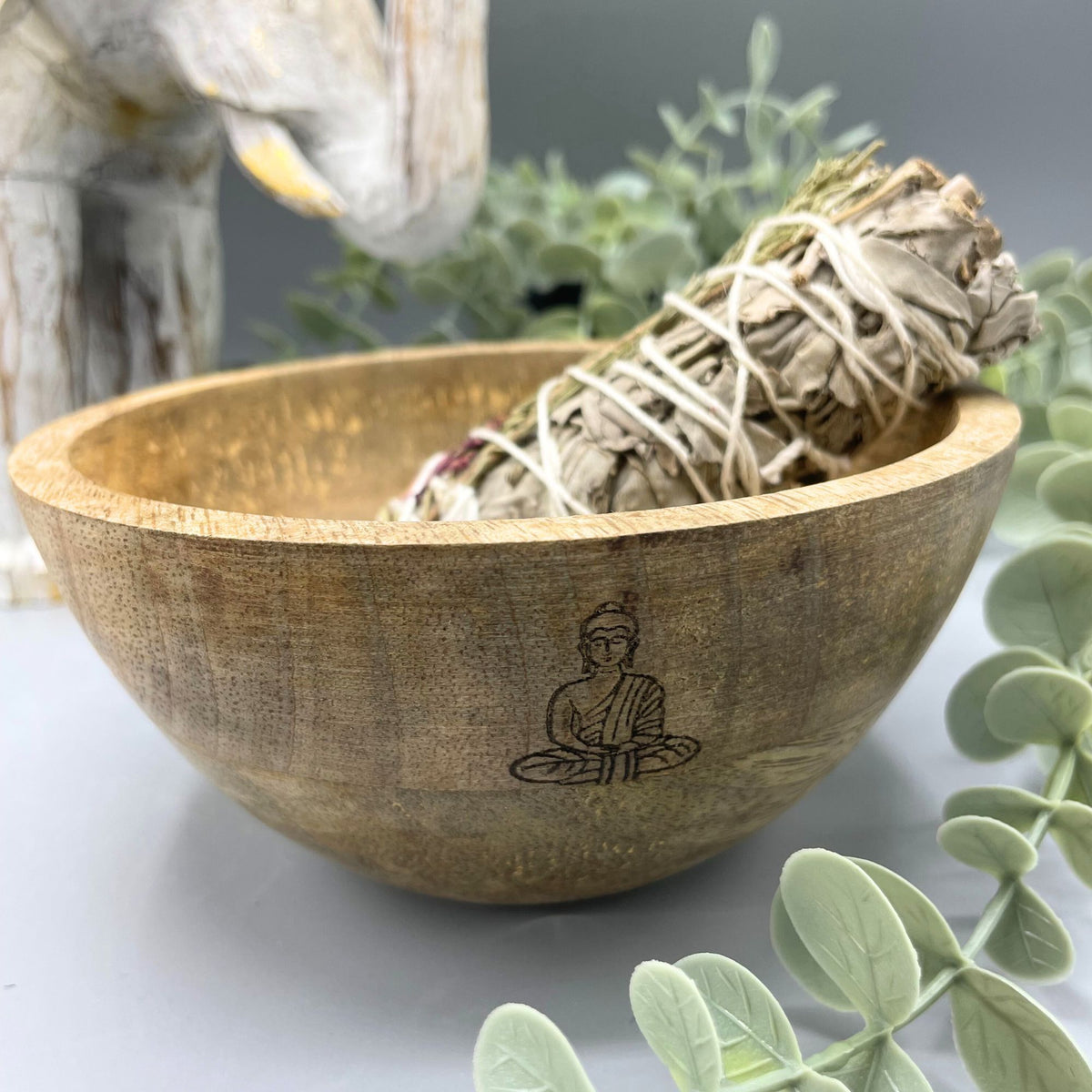 Bol en bois pour offrandes et rituels - Bouddha - 13 x 7 cm