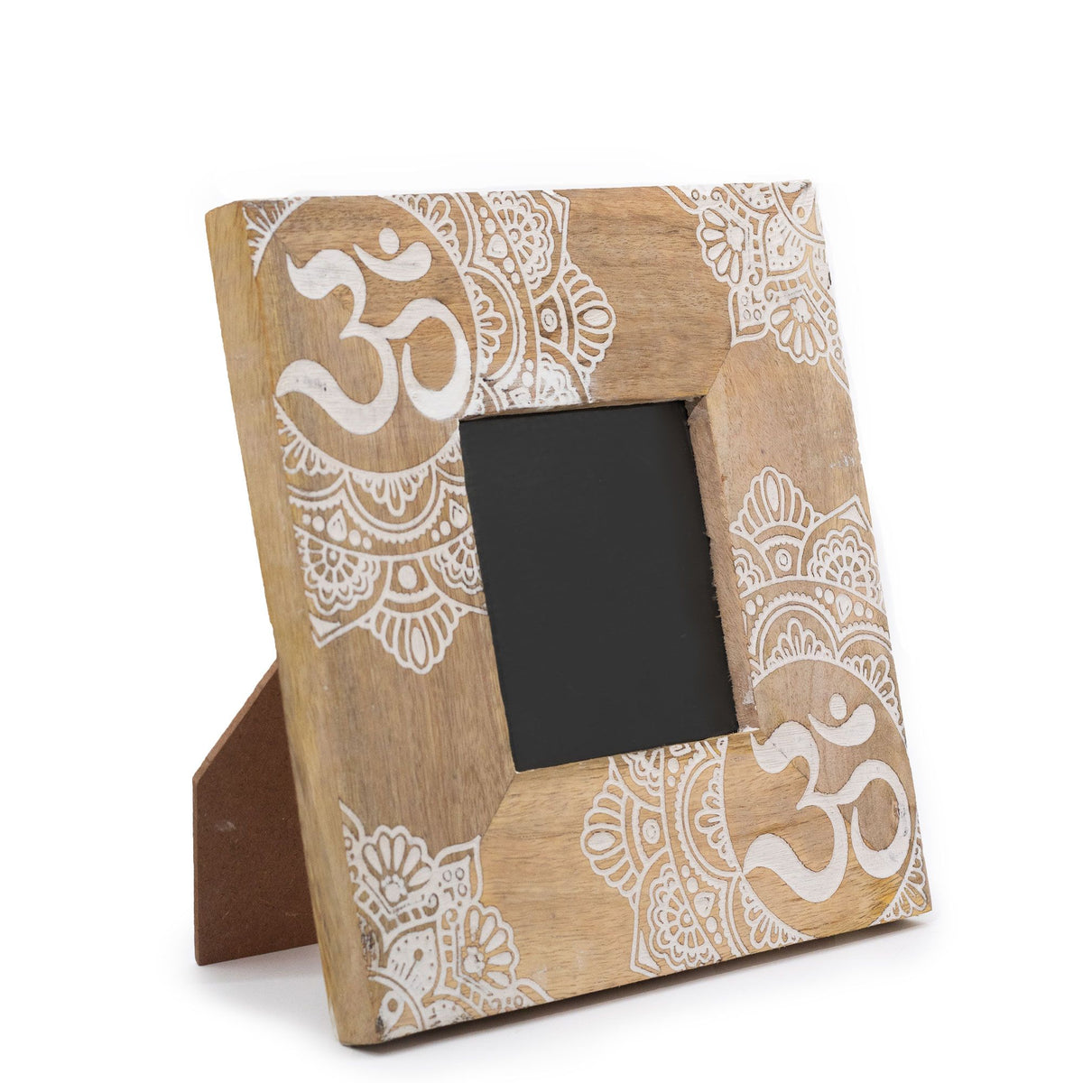 Petit cadre en bois de manguier (pour 10x10cm) 20x20x2cm - Mandala blanc