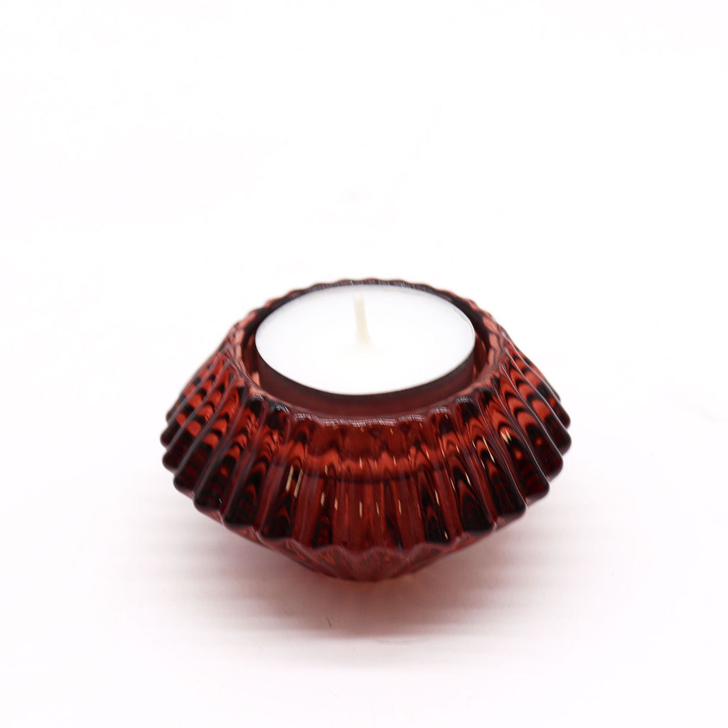 Bougeoir réversible à motif floral pour bougie de table/thé - Rouge Vampire