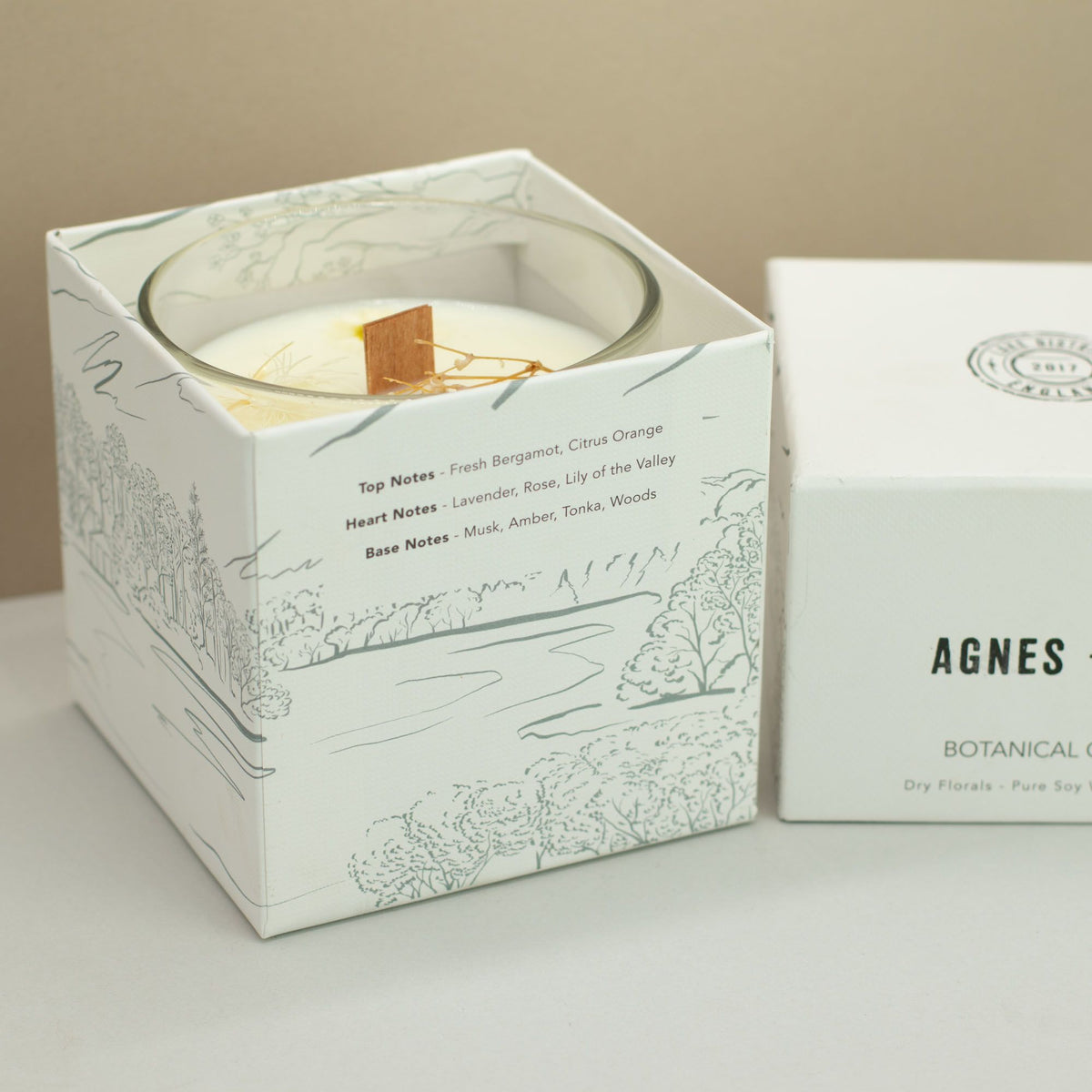Bougie botanique en cire de soja – Windermere – Agnes + Cat