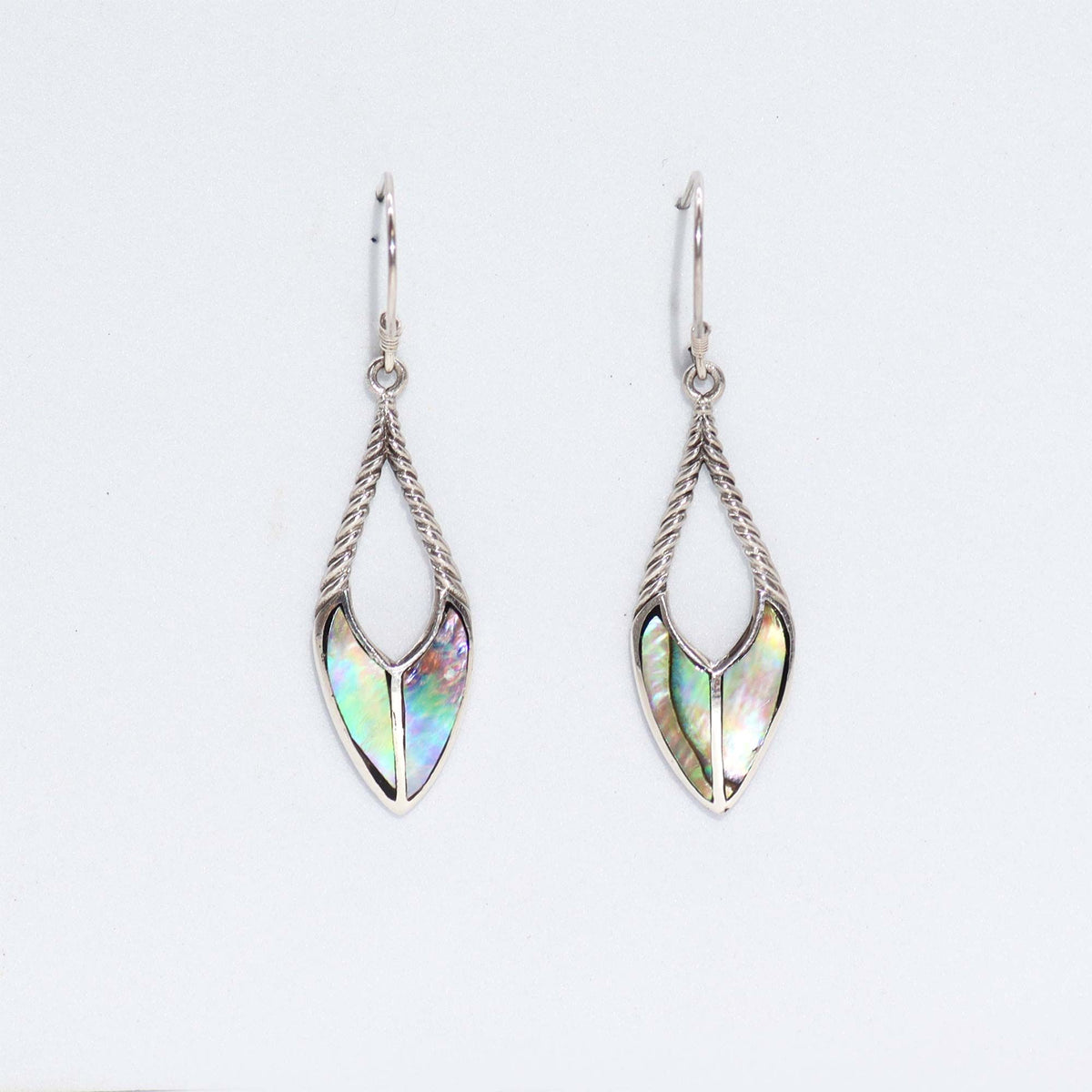 Boucles d'oreilles coquillage et argent - Pointe de lance - Abalone