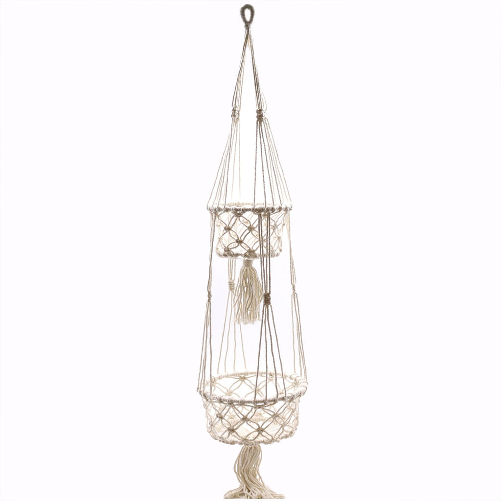 Jardinière en macramé double