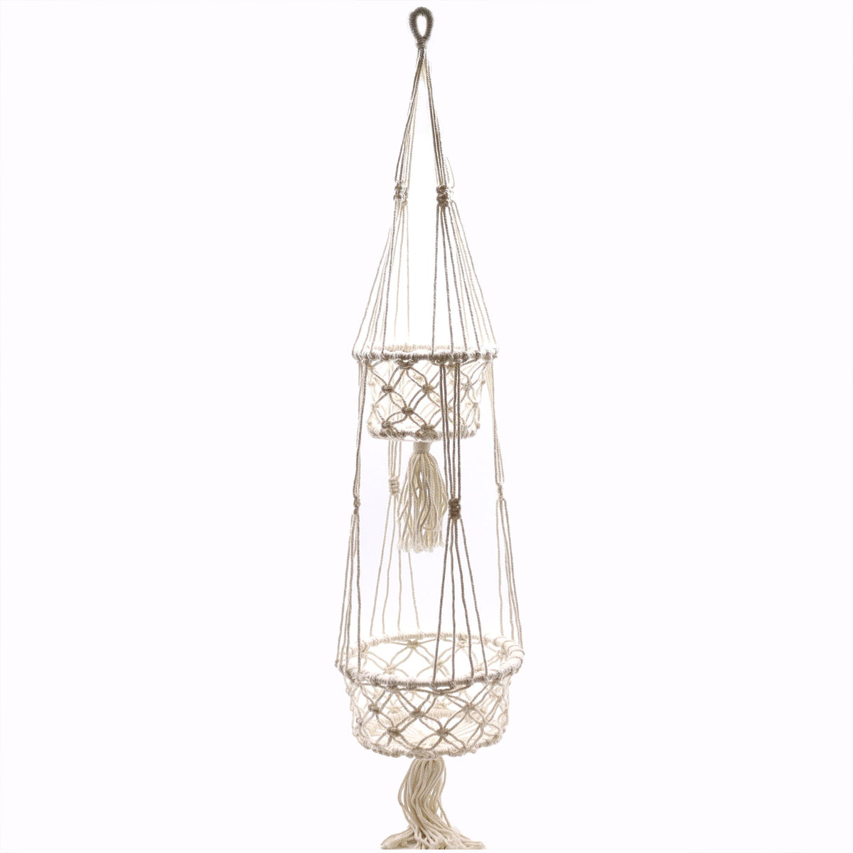 Jardinière en macramé double