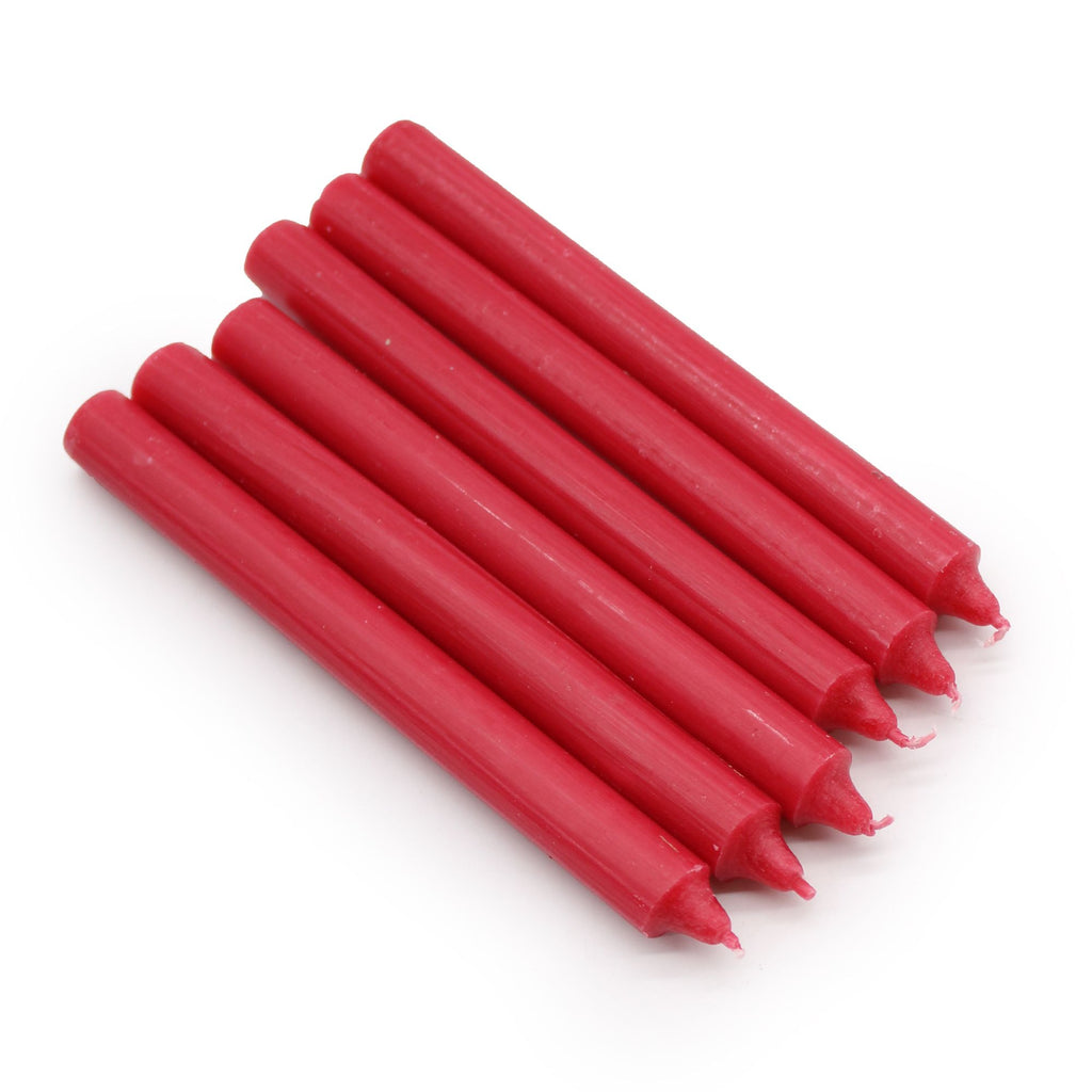 Bougies de table en vrac, couleur unie - Rouge rustique - Lot de 10