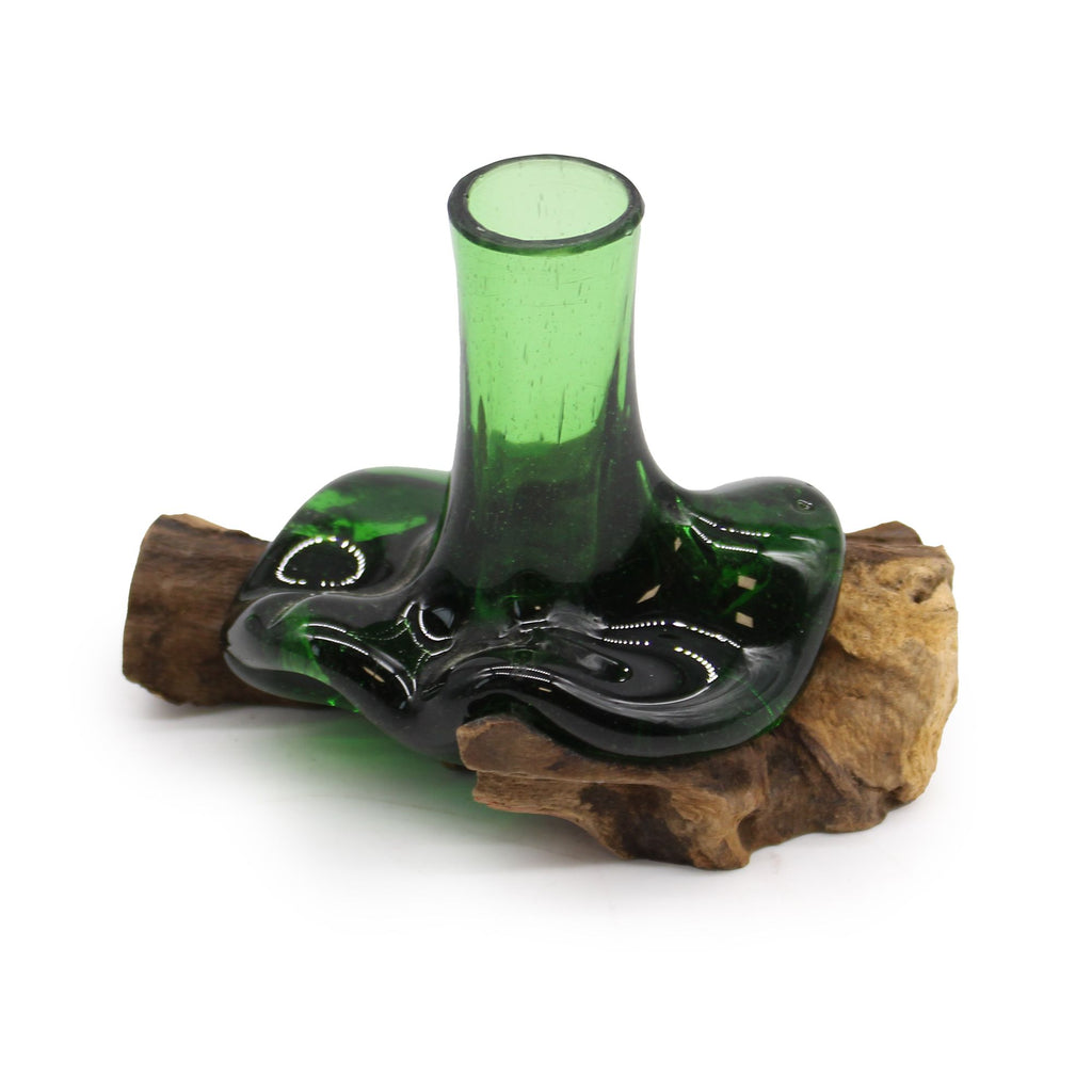Bouteilles de bière recyclées - Mini vase à fleurs en bois
