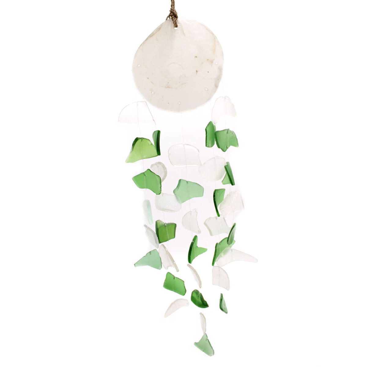 Carillon éolien en verre recyclé - Vert et blanc