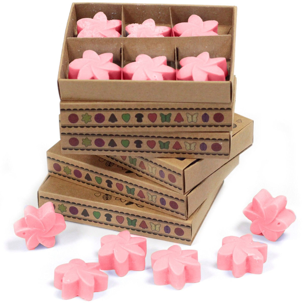 Boîte de 6 cires de soja - Rose classique