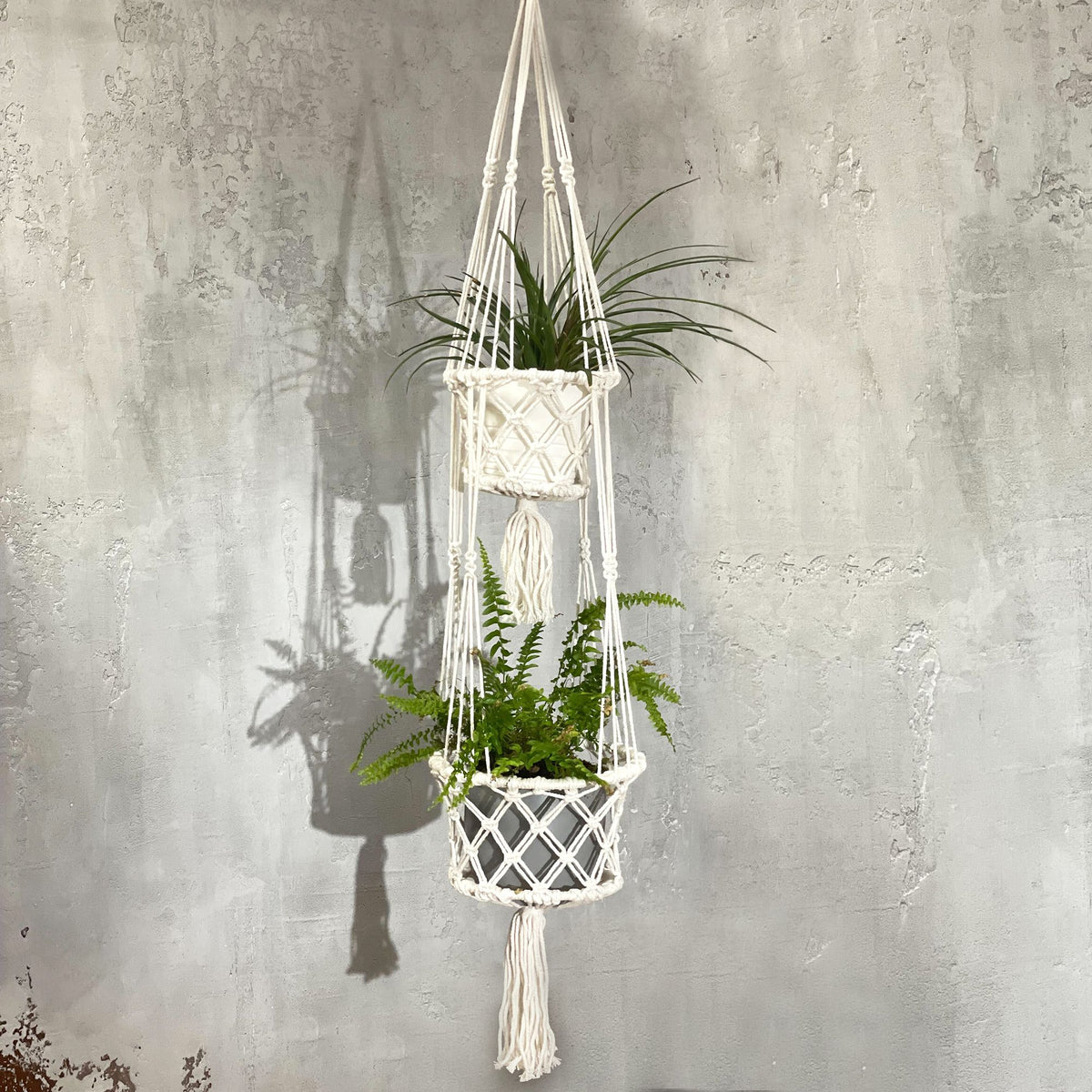 Jardinière en macramé double
