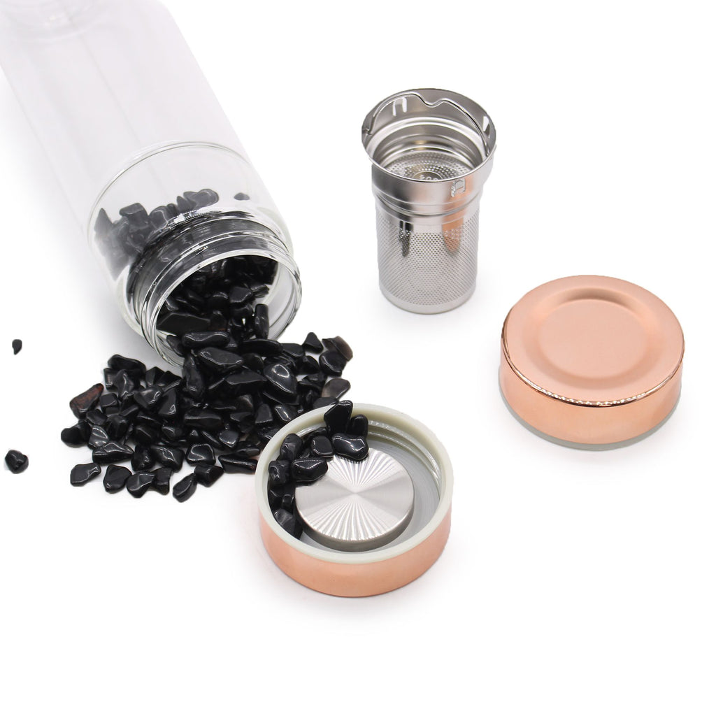 Bouteille de thé en verre - or rose - Onyx