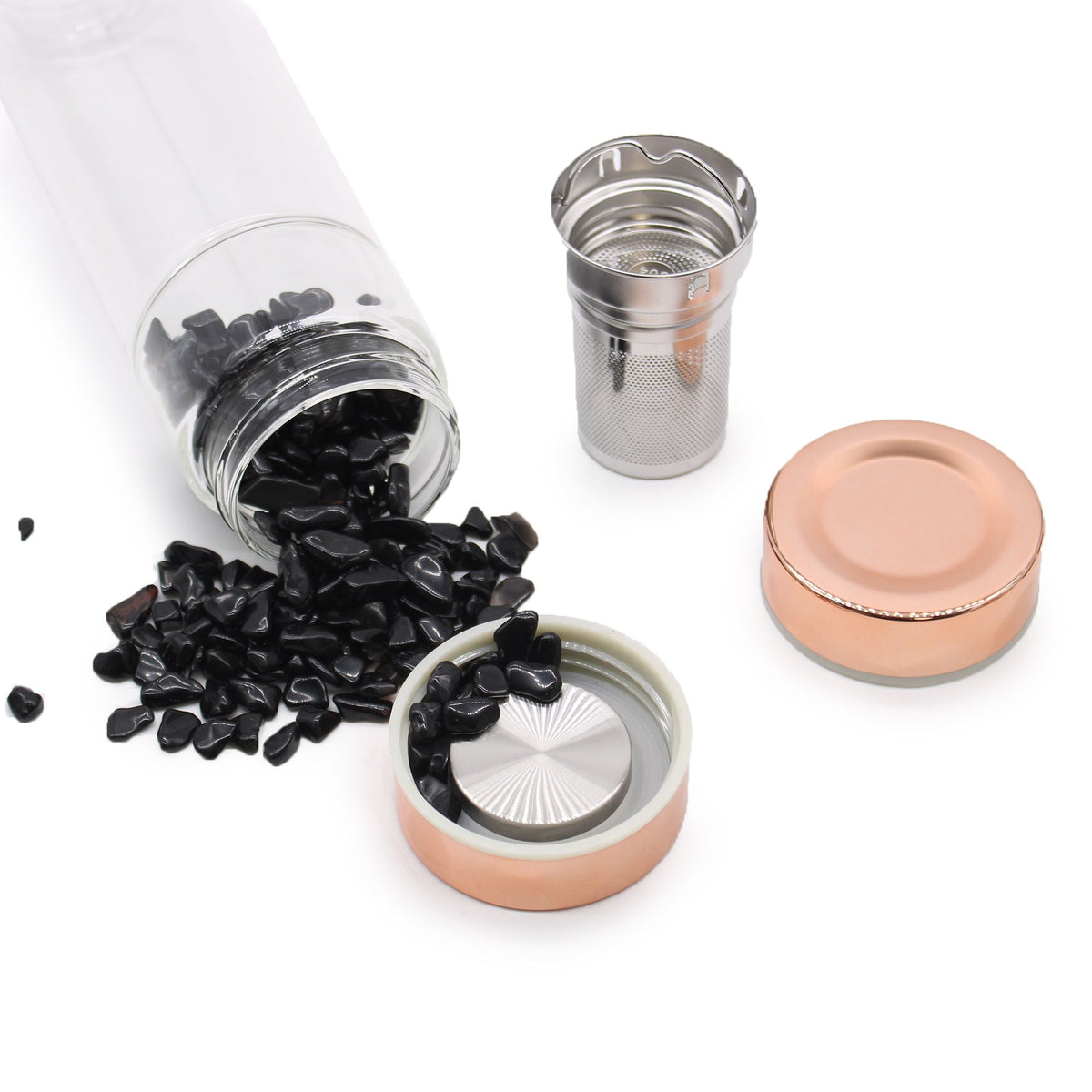 Bouteille de thé en verre - or rose - Onyx