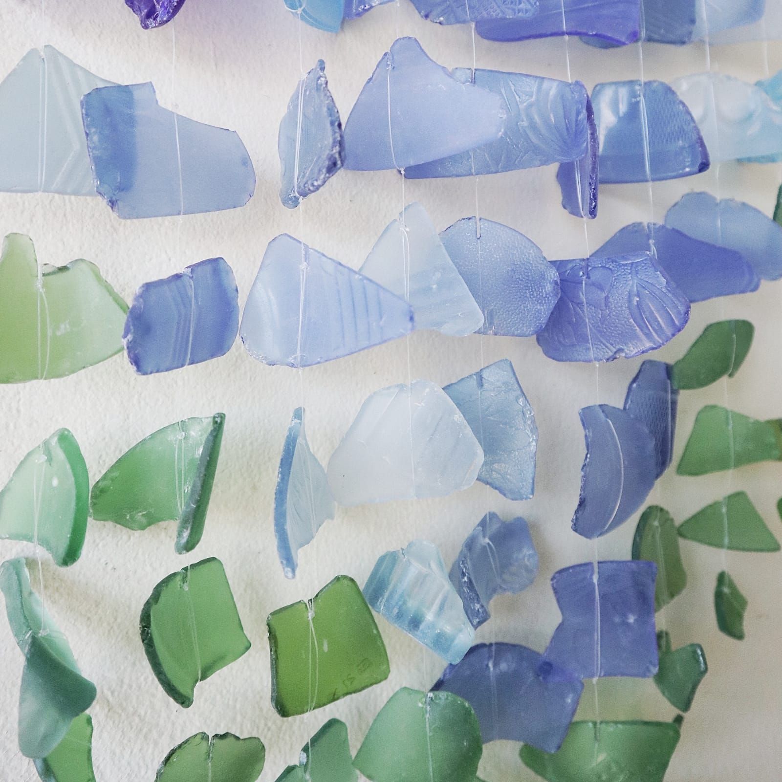 Carillon éolien en verre recyclé - Bleu et vert