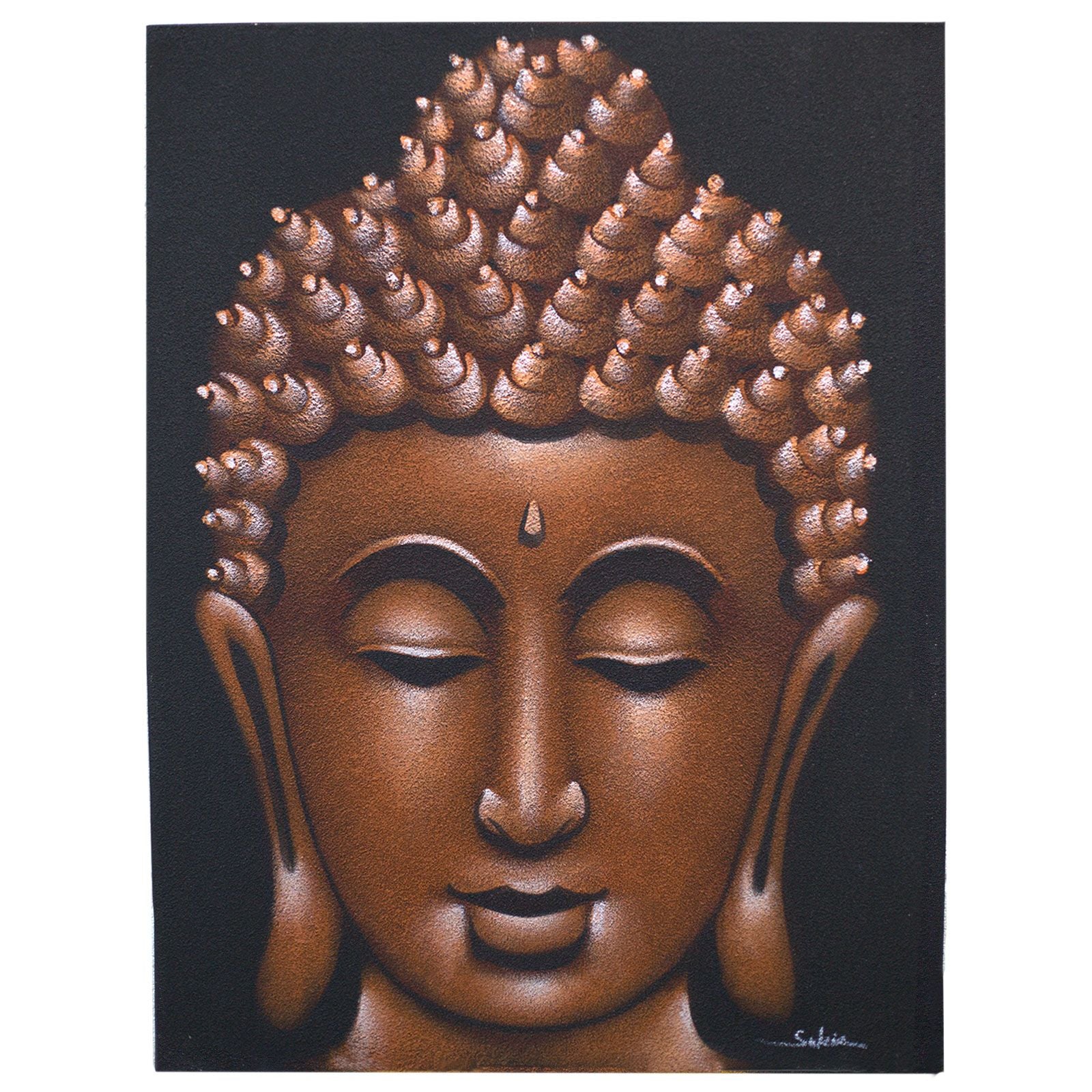 Tableau de Bouddha - Finition cuivre et sable