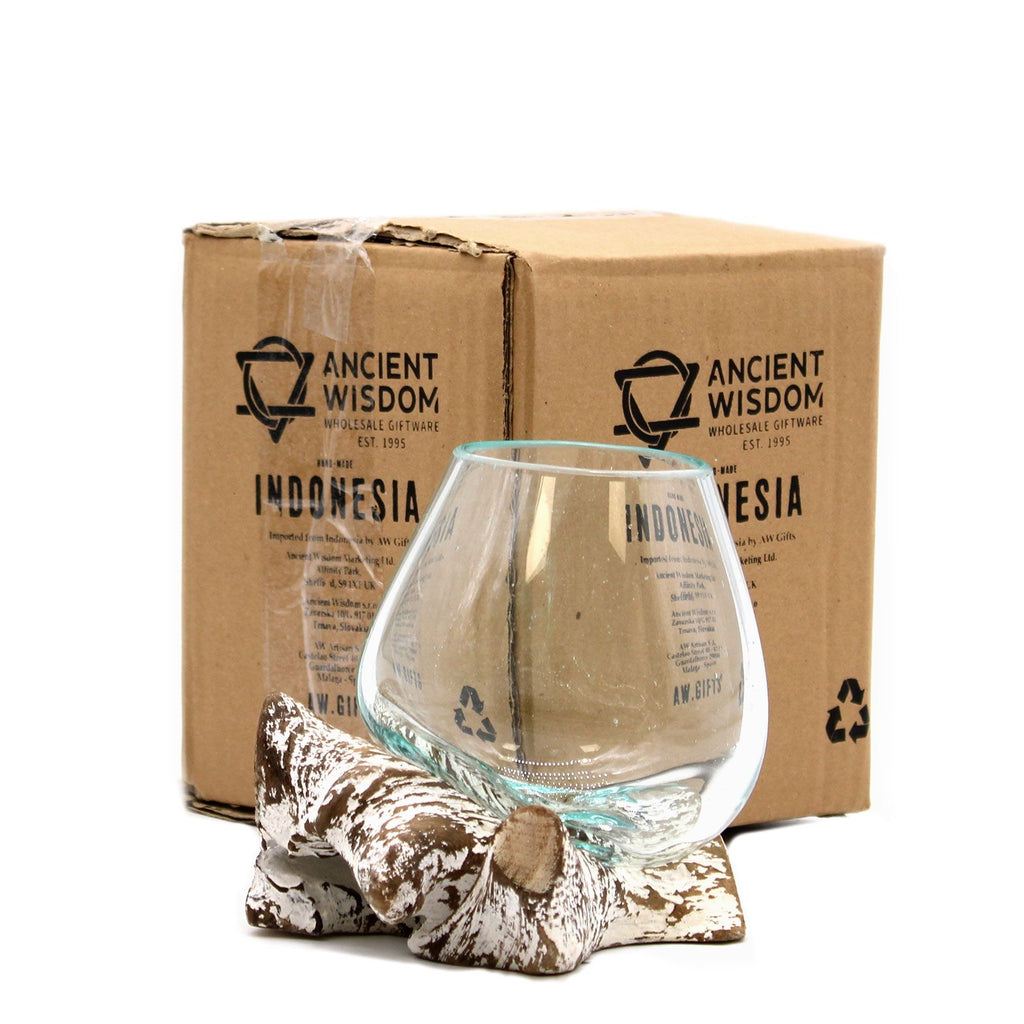 Verre fusionné sur bois blanchi - Petit bol