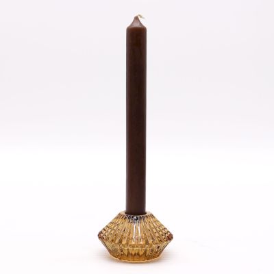 Bougeoir réversible à motif floral pour bougie de table/thé - Ambre
