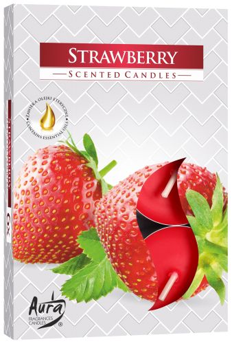Lot de 6 bougies parfumées à la fraise (1x).