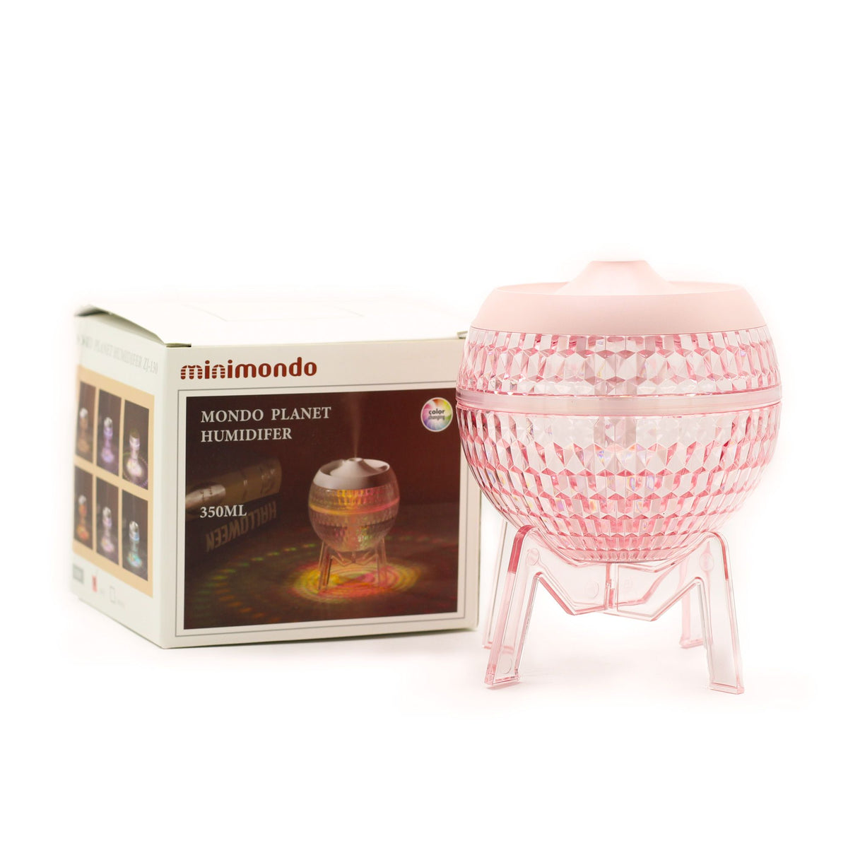 Diffuseur Mondo Planet rose - USB - Changement de couleur (lumière vers le bas)