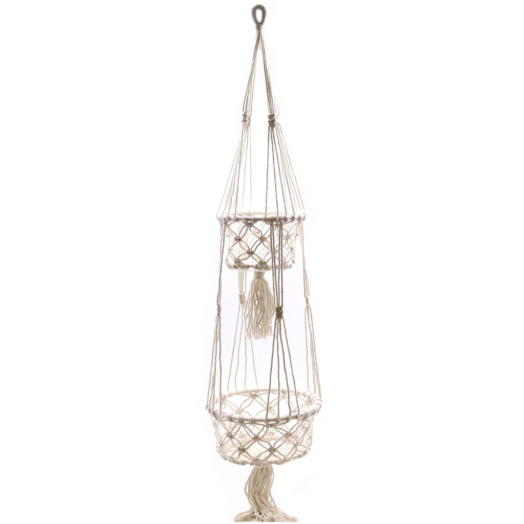 Jardinière en macramé double