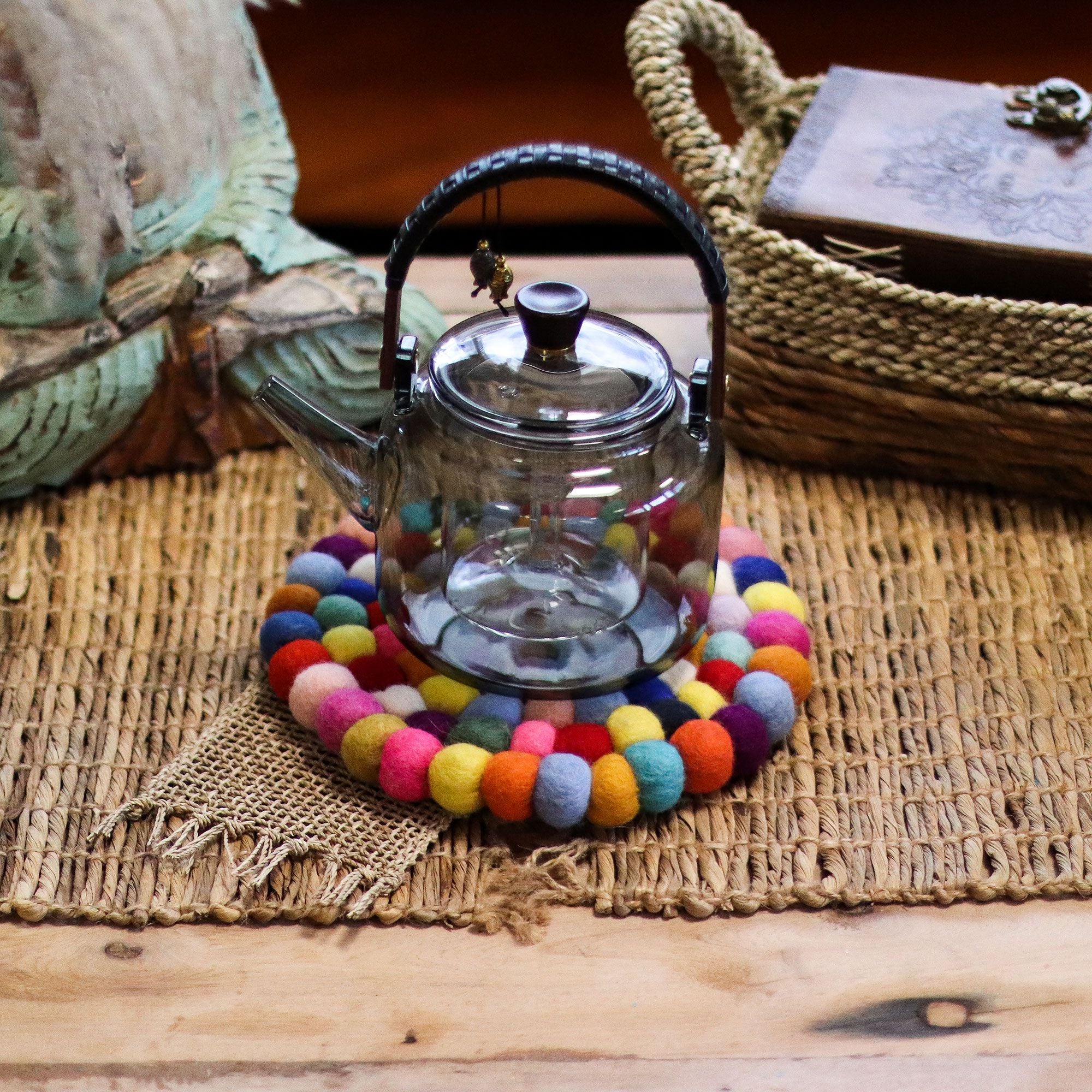 Set de table rond en feutrine multicolore - 20 cm