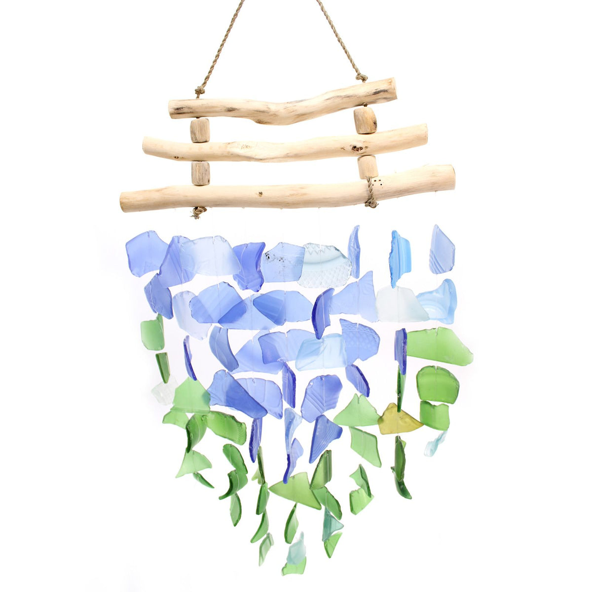 Carillon éolien en verre recyclé - Bleu et vert