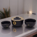Service à thé Lucky Cat - Deux tasses - Format voyage - Noir