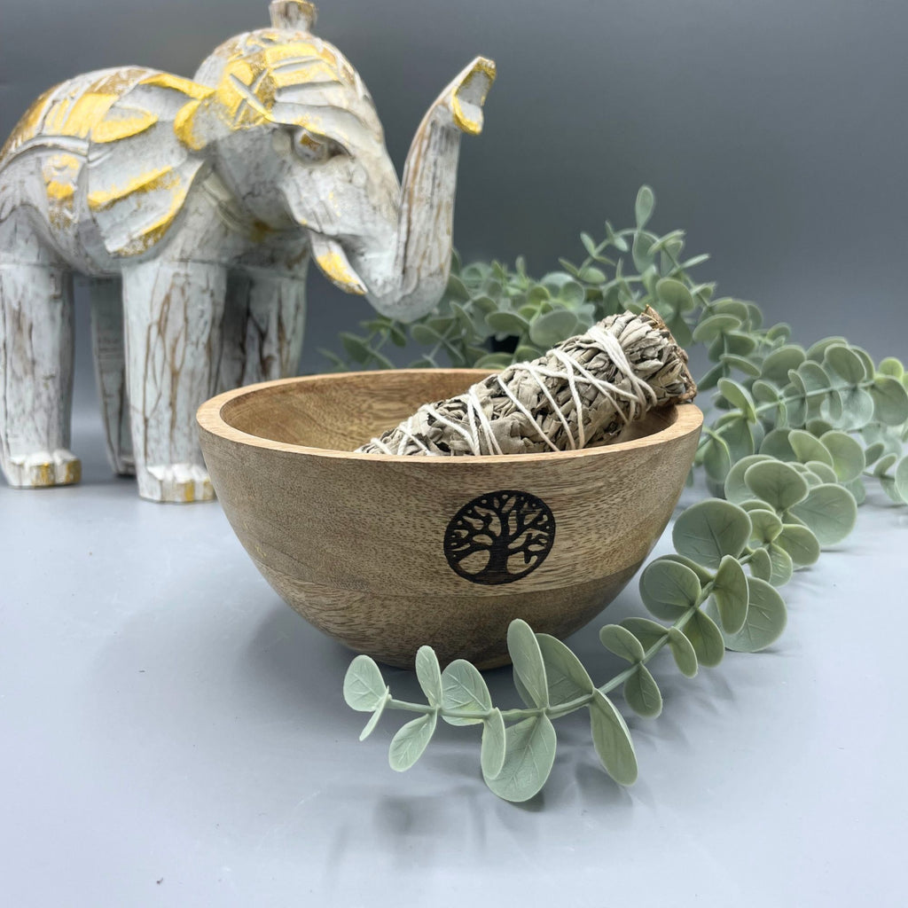 Bol en bois pour offrandes et rituels - Arbre de Vie - 13 x 7 cm