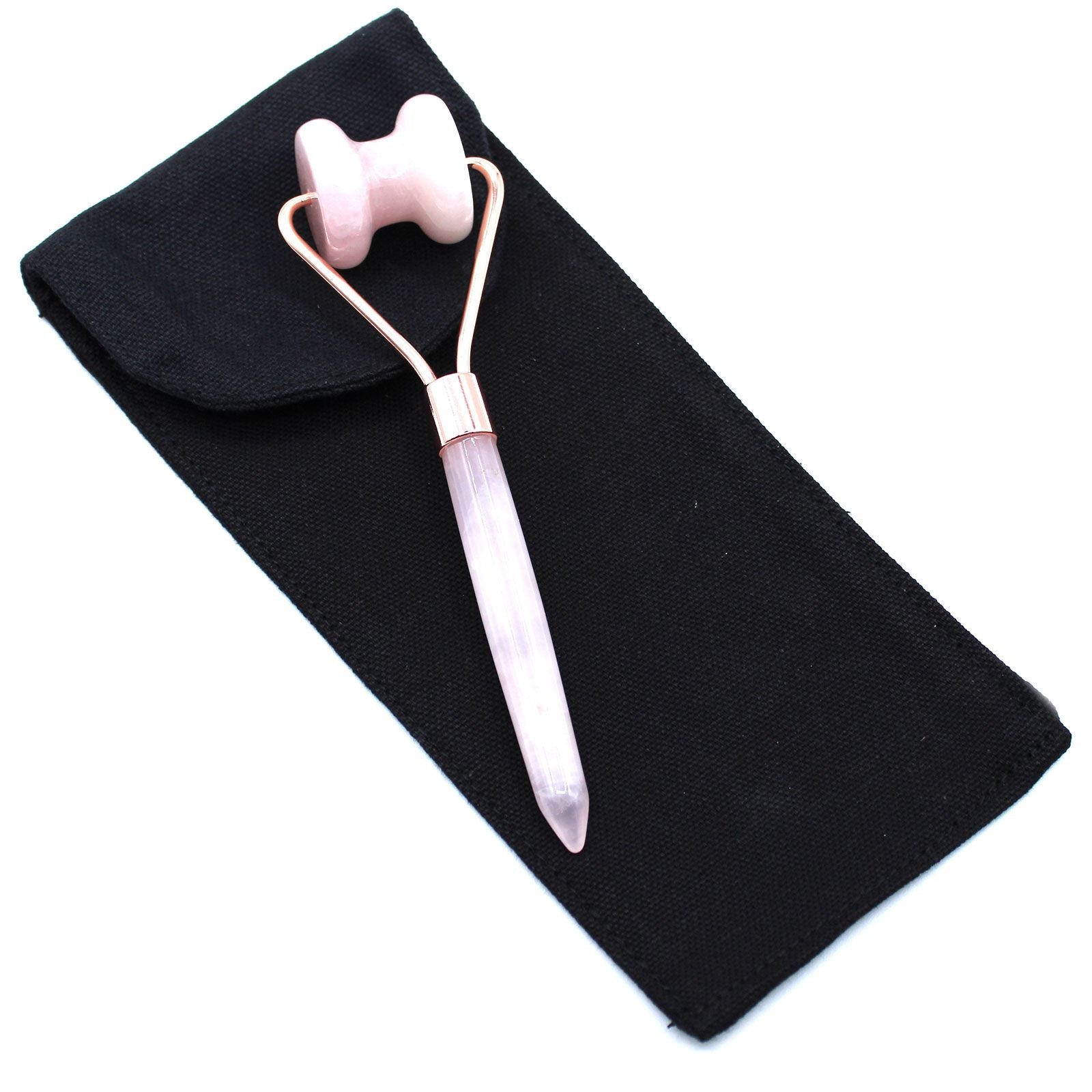 Rouleau facial en pierre précieuse - Quartz rose
