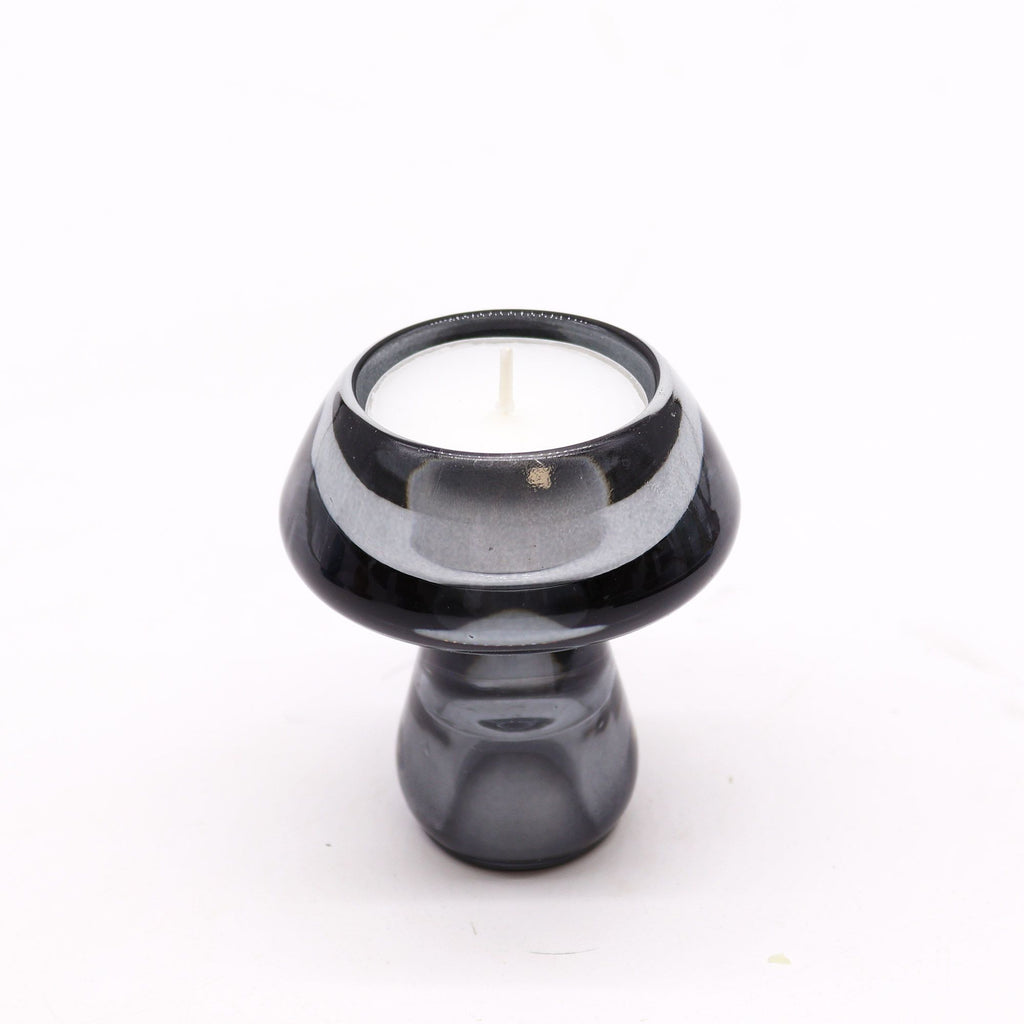 Bougeoir réversible en forme de champignon pour bougie de table/thé - Gris nuit