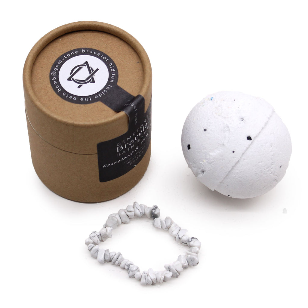 Bombe de bain avec bracelet en jaspe blanc