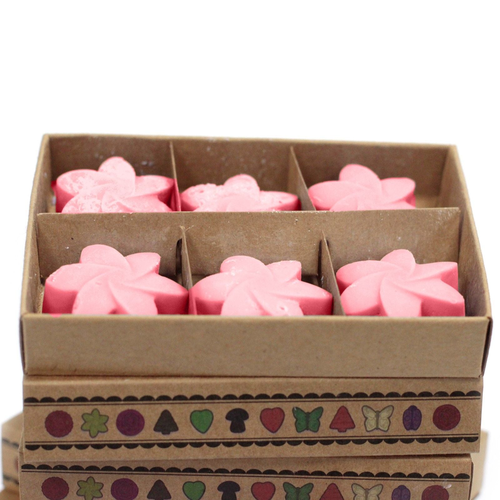 Boîte de 6 cires de soja - Rose classique