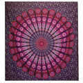 Couette double en coton + tenture murale - Mandala Paon - Violet
