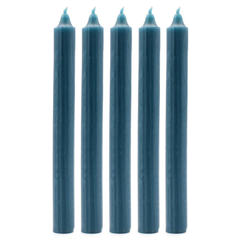 Ensemble de 21 bougies de table unies - Bleu sarcelle rustique