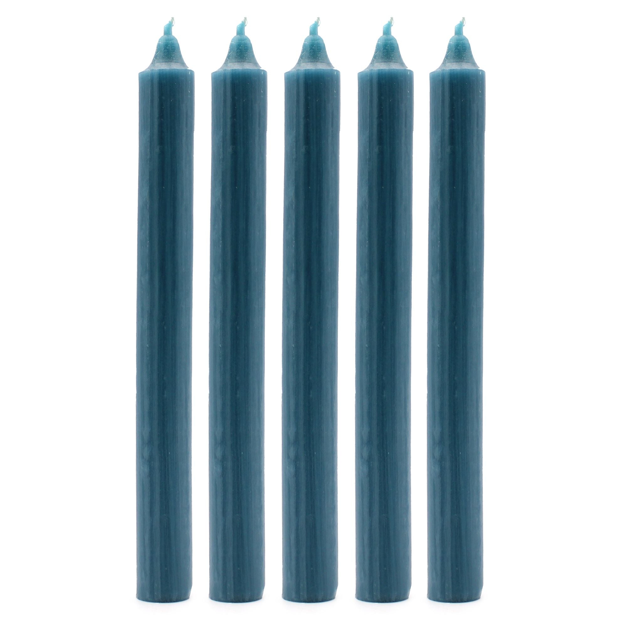 Ensemble de 21 bougies de table unies - Bleu sarcelle rustique