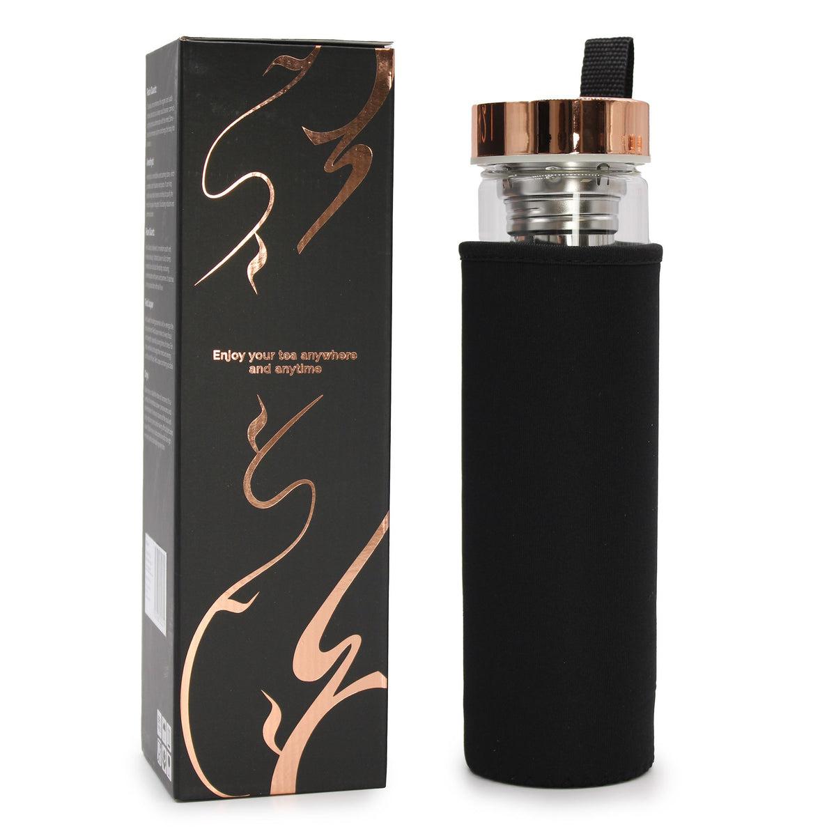 Bouteille de thé en verre - or rose - Onyx