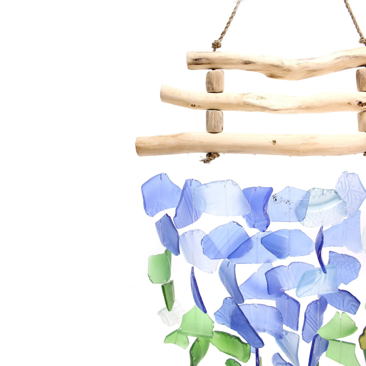 Carillon éolien en verre recyclé - Bleu et vert