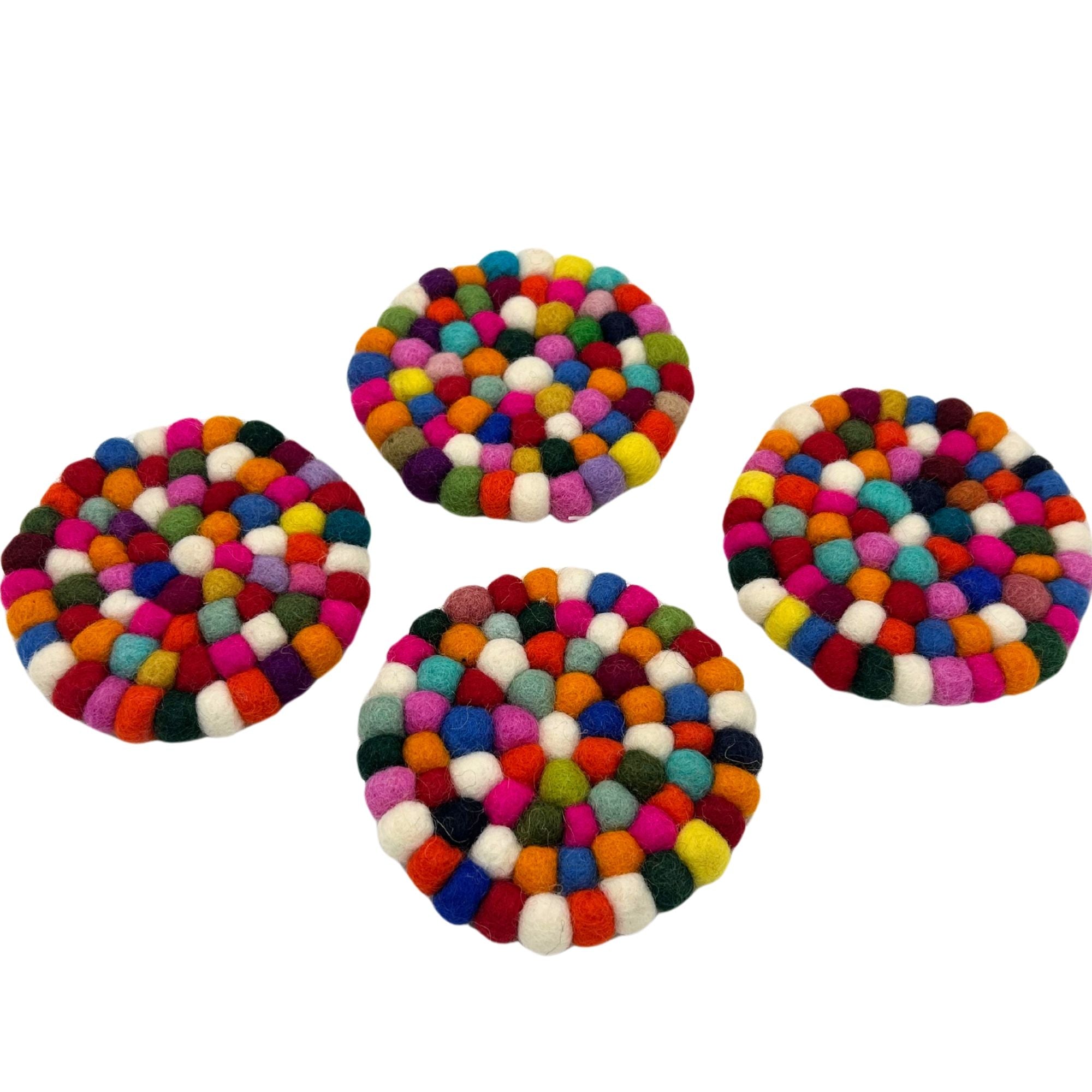 Dessous de verre ronds en feutre, 10 cm, multicolores (lot de 4)