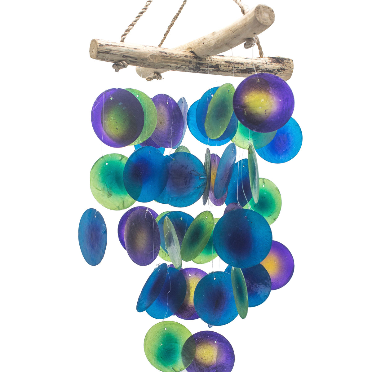 Carillon éolien en bois - Croix - Vert et violet