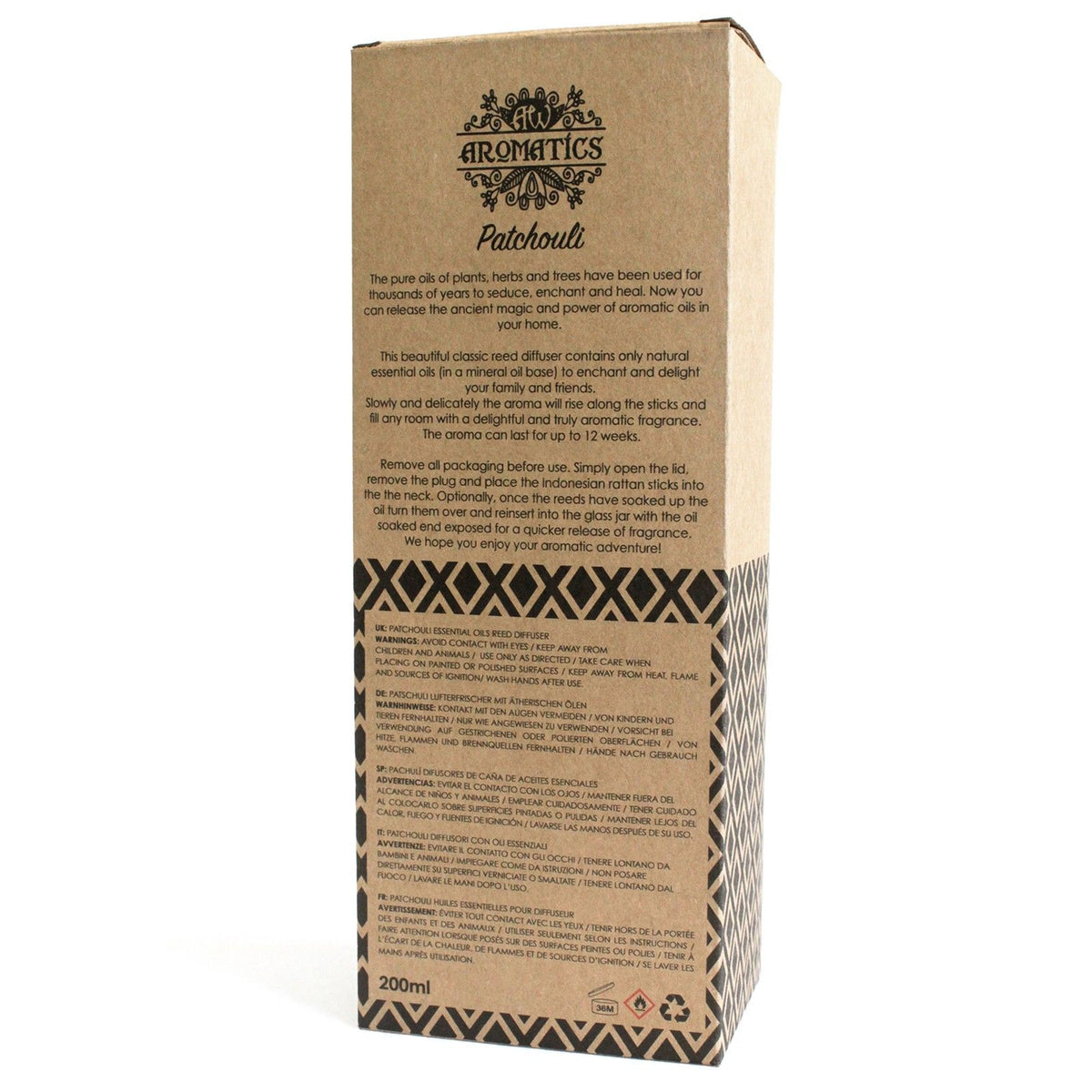 Diffuseur à bâtonnets d'huiles essentielles - Patchouli