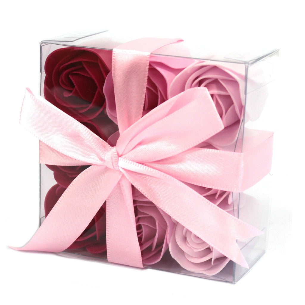 Lot de 9 fleurs en savon - Roses roses