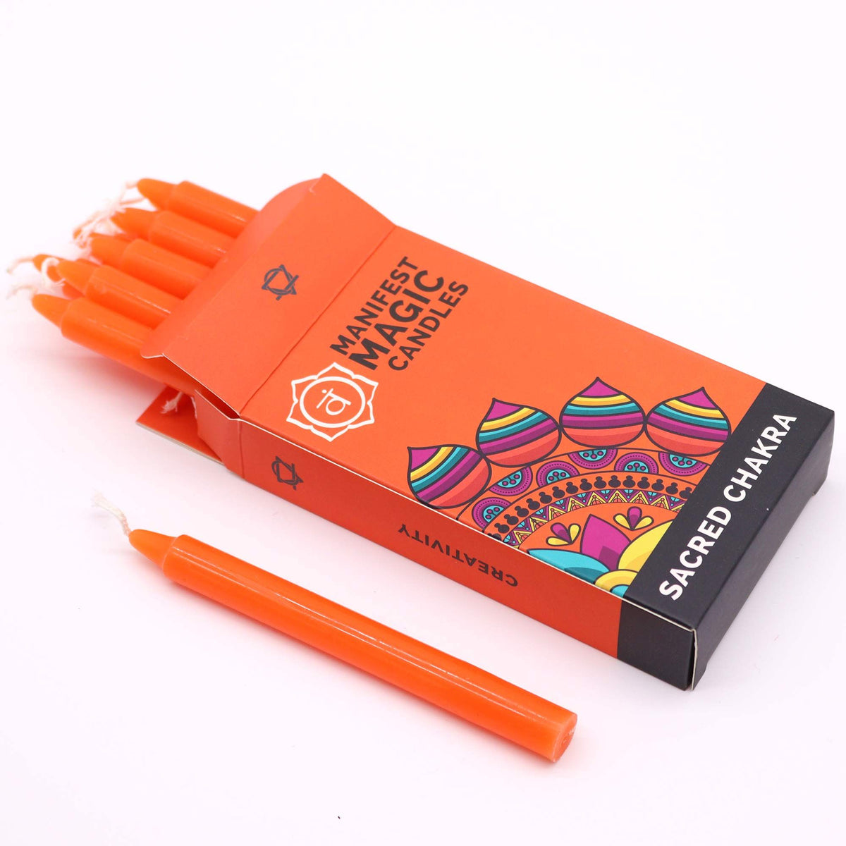 Bougies Manifest Magic (paquet de 12) - Orange - Chakra Sacré