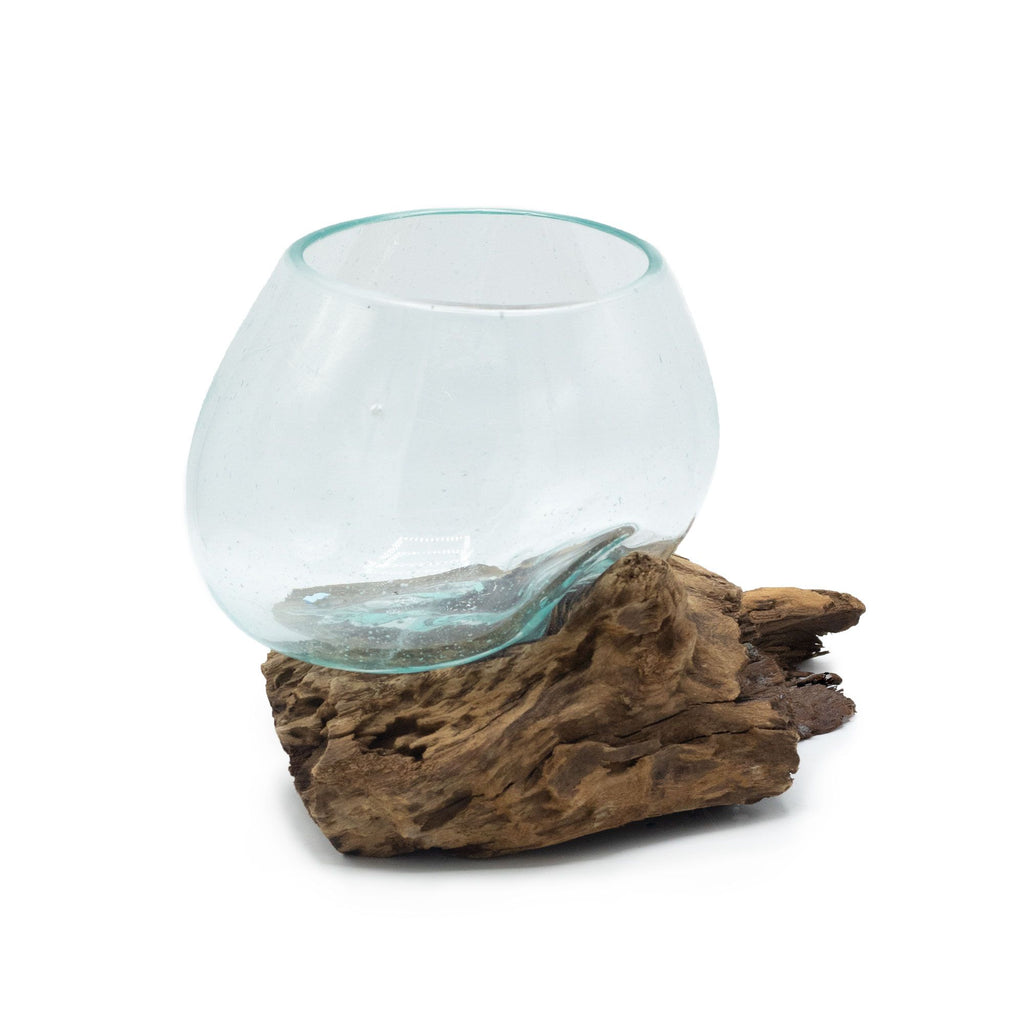 Bol moyen en verre fusionné sur bois