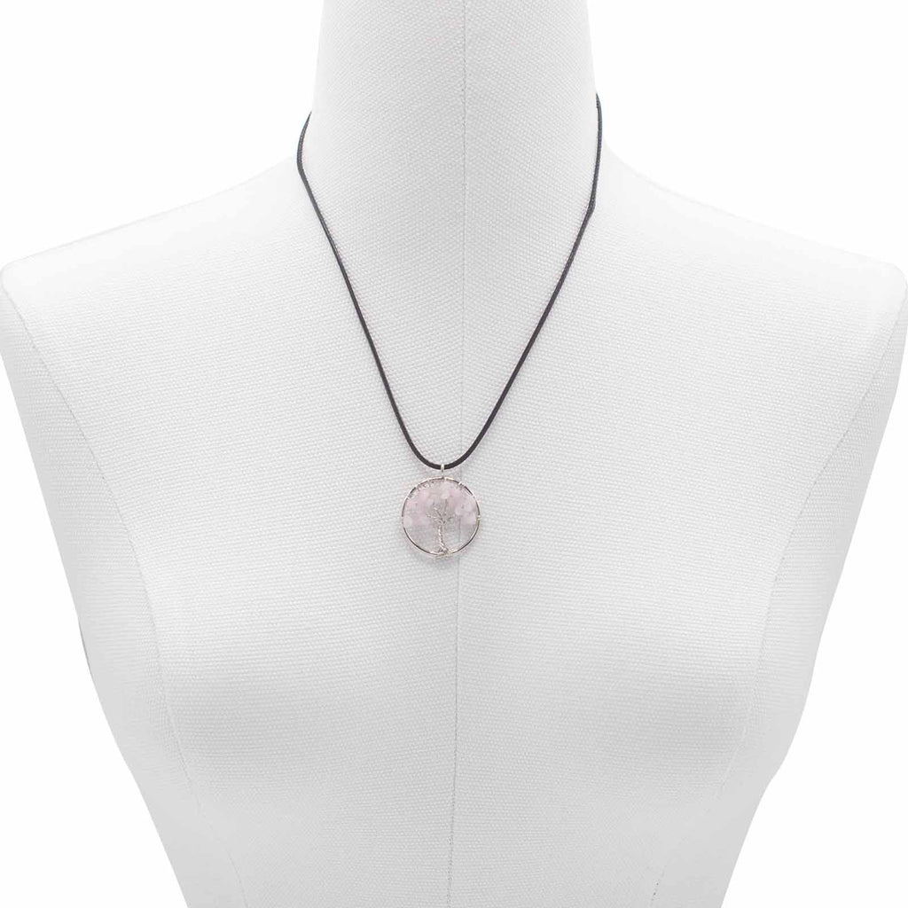 Pendentif Arbre de Vie - Quartz rose