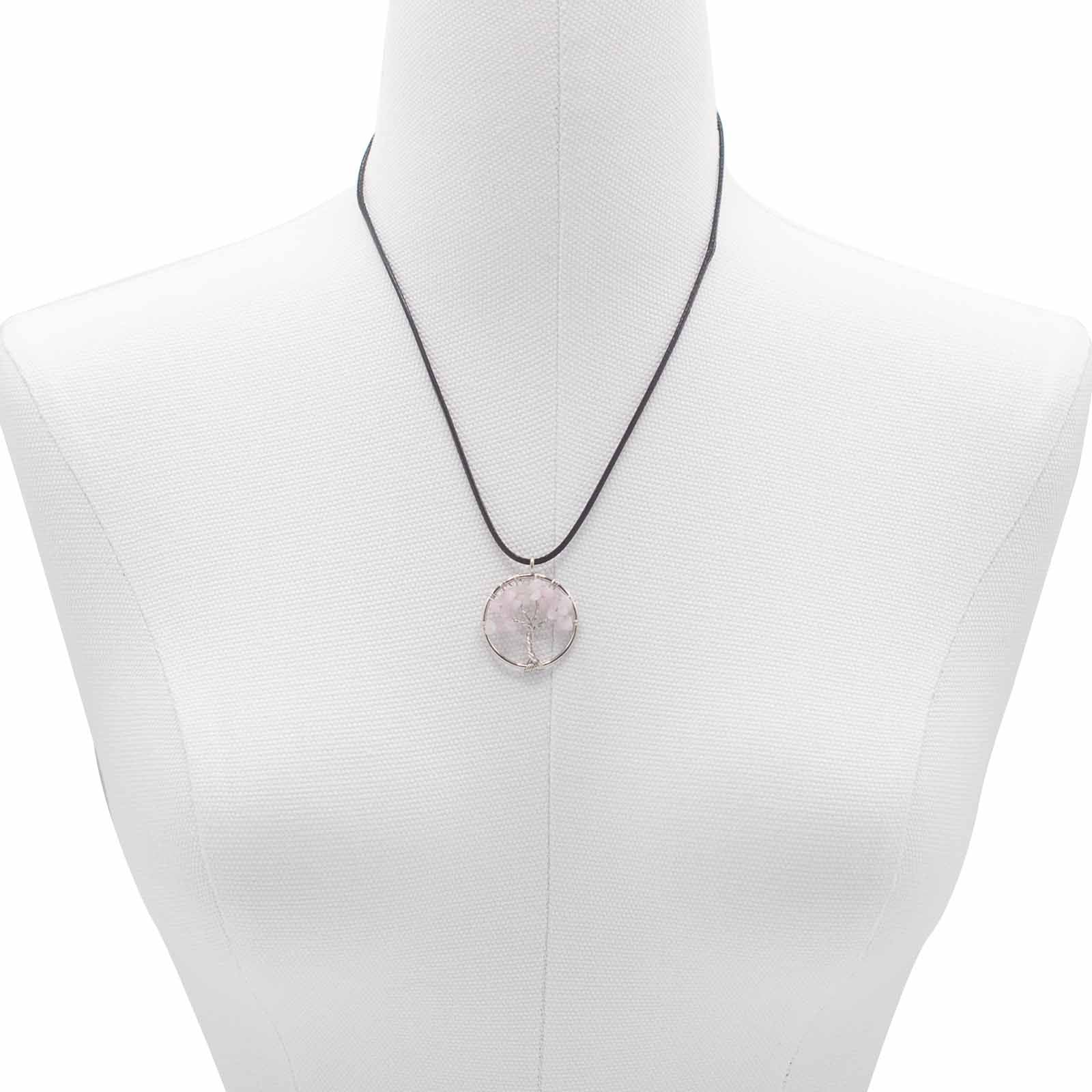 Pendentif Arbre de Vie - Quartz rose
