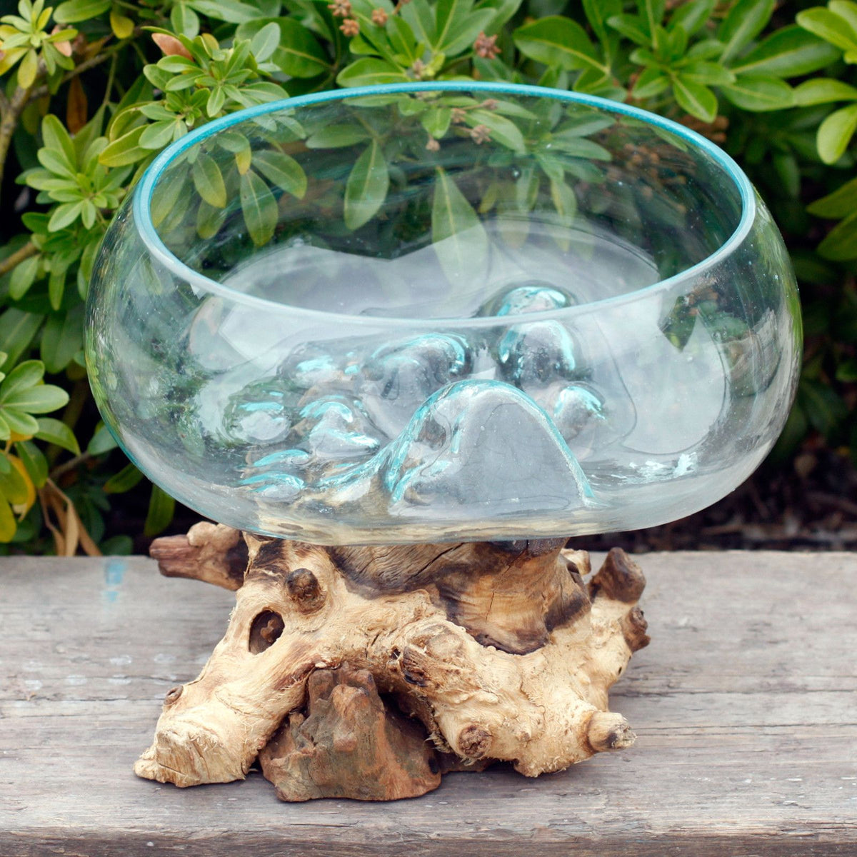 Verre fusionné sur bois - Grand bol ouvert